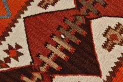 Tapis couloir vintage kilim orange et marron, motif oriental