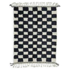 Tapis à damier noir et blanc - 149 x 112 cm