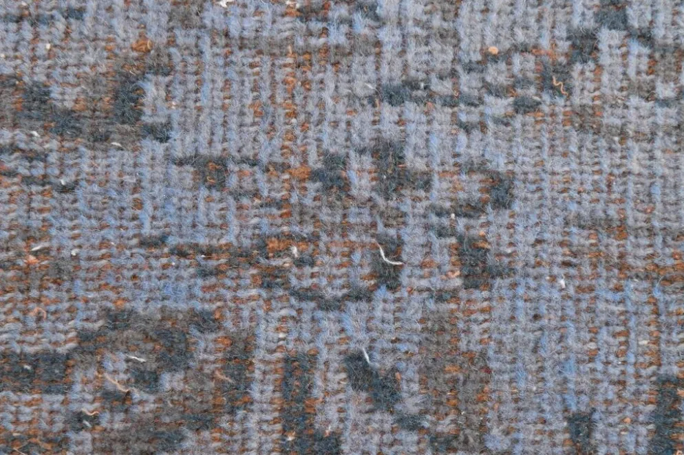 Tapis décoratif turc vintage bleu ardoise et taupe, 176x279 cm