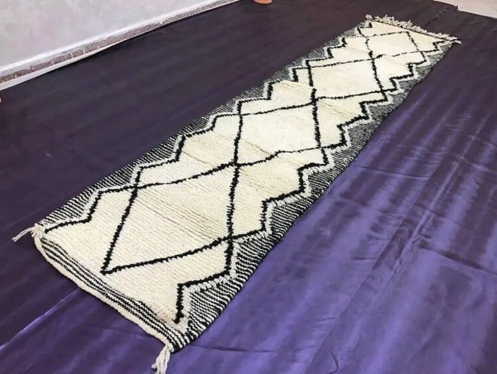 Tapis de couloir fait main traditionnelle artisanale taille 75/300 cm