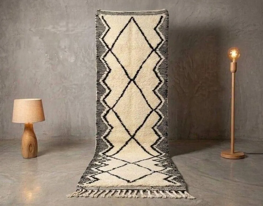 Tapis de couloir fait main traditionnelle artisanale taille 75/300 cm