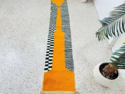 Tapis de couloir fait main traditionnelle à motifs colorés taille 76/300 cm