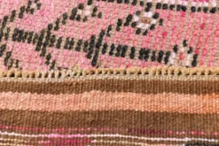 Tapis de couloir rose à médaillons, tapis turc vintage, 86x364 cm