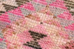 Tapis de couloir rose à médaillons, tapis turc vintage, 86x364 cm