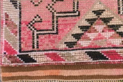 Tapis de couloir rose à médaillons, tapis turc vintage, 86x364 cm
