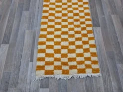 Tapis de couloir tissé main artisanale traditionnelle orange 75/300 cm