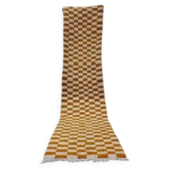 Tapis de couloir tissé main artisanale traditionnelle orange 75/300 cm