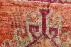 Tapis de couloir turc corail, tapis anatolien à médaillons, 96x338 cm