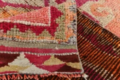 Tapis de couloir turc corail, tapis anatolien à médaillons, 96x338 cm