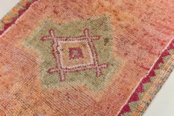 Tapis de couloir turc corail, tapis anatolien à médaillons, 96x338 cm