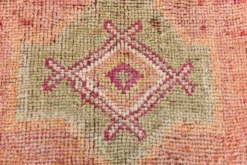 Tapis de couloir turc corail, tapis anatolien à médaillons, 96x338 cm