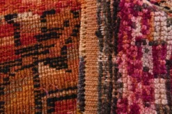Tapis de couloir turc fuchsia et bordeaux, pièce unique
