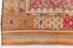 Tapis de couloir turc vintage long rose et orange, 87 x 395 cm
