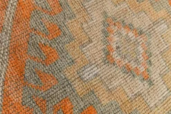 Tapis de couloir turc vintage orange citrouille et gris, 86 x 356 cm