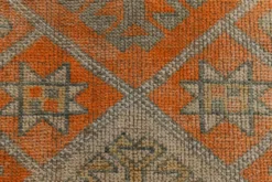 Tapis de couloir turc vintage orange citrouille et gris, 86 x 356 cm
