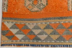 Tapis de couloir turc vintage orange citrouille et gris, 86 x 356 cm