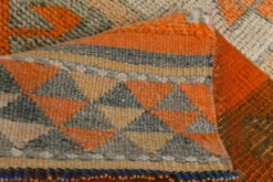 Tapis de couloir turc vintage orange citrouille et gris, 86 x 356 cm