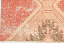 Tapis de couloir vintage en laine turque, 3 x 11, rose délavé et marron, 91 x 328 cm