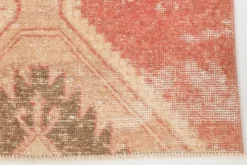 Tapis de couloir vintage en laine turque, 3 x 11, rose délavé et marron, 91 x 328 cm