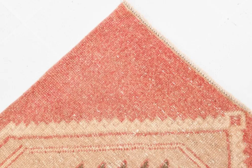 Tapis de couloir vintage en laine turque, 3 x 11, rose délavé et marron, 91 x 328 cm