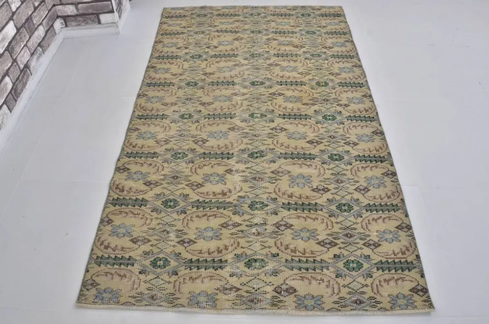 Tapis de sol vintage géométrique Oushak sku 1563