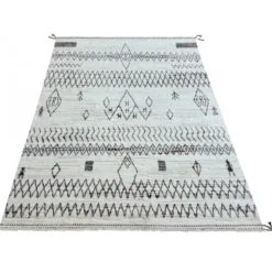 Tapis de style marocain fait main. 100 % laine naturelle. Tapis Beni Ourain moderne.