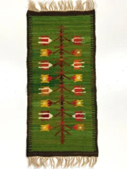 Tapis de table mural en kilim en laine Pologne années 1970