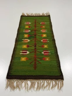 Tapis de table mural en kilim en laine Pologne années 1970