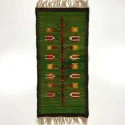 Tapis de table mural en kilim en laine Pologne années 1970