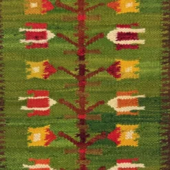 Tapis de table mural en kilim en laine Pologne années 1970