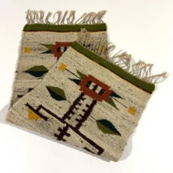 Tapis de table mural en kilim en laine Pologne années 1970