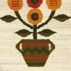 Tapis de table mural en kilim en laine Pologne années 1970