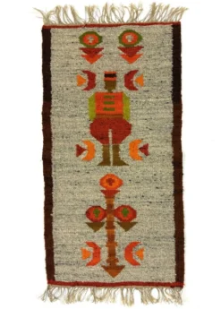 Tapis de table mural en kilim en laine Pologne années 1970
