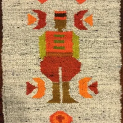 Tapis de table mural en kilim en laine Pologne années 1970