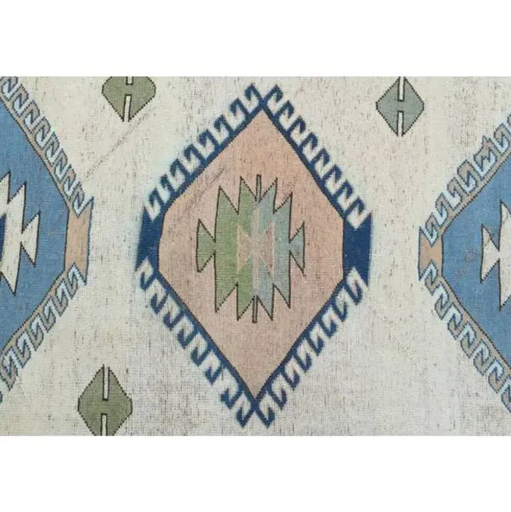Tapis de zone vintage turc Oushak fait main en laine et coton beige 185x259 des années 1970