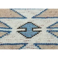 Tapis de zone vintage turc Oushak fait main en laine et coton beige 185x259 des années 1970