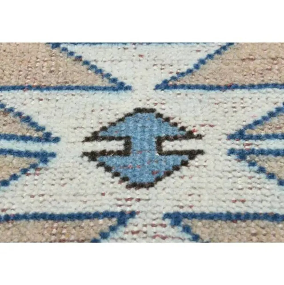 Tapis de zone vintage turc Oushak fait main en laine et coton beige 185x259 des années 1970