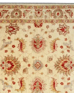 Tapis en laine crème à motif floral, fait main, style oriental moderne, pour salon, 176 x 228 cm