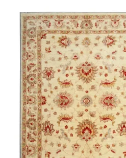 Tapis en laine crème à motif floral, fait main, style oriental moderne, pour salon, 176 x 228 cm