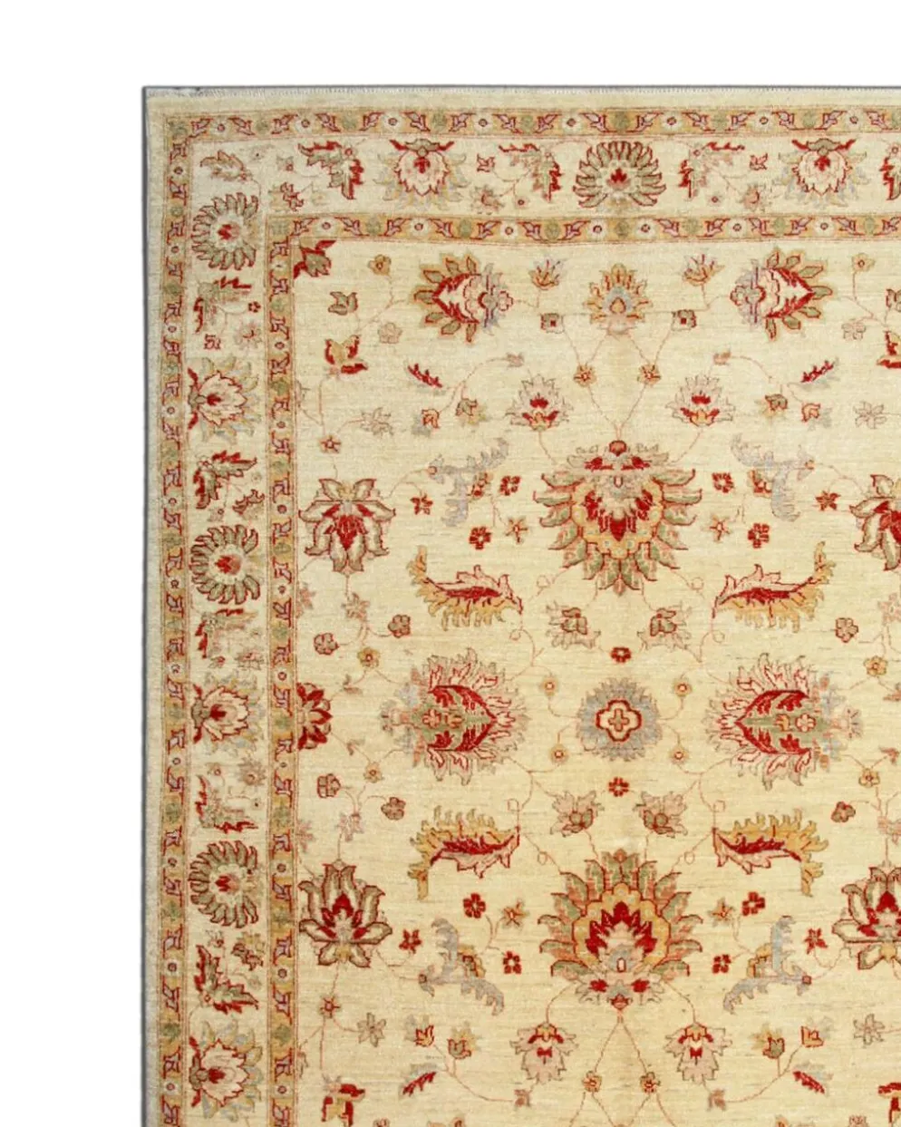 Tapis en laine crème à motif floral, fait main, style oriental moderne, pour salon, 176 x 228 cm