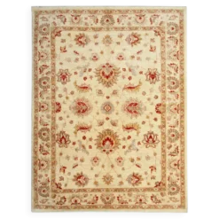 Tapis en laine crème à motif floral, fait main, style oriental moderne, pour salon, 176 x 228 cm