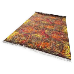 Tapis en laine exceptionnel, fait main, au motif abstrait, dans le style de Kybal, années 1960.