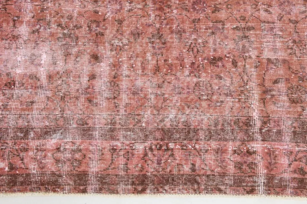 Tapis en laine fait main vintage turc rose poussiéreux oversize, 198x297 cm