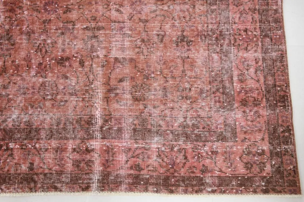 Tapis en laine fait main vintage turc rose poussiéreux oversize, 198x297 cm