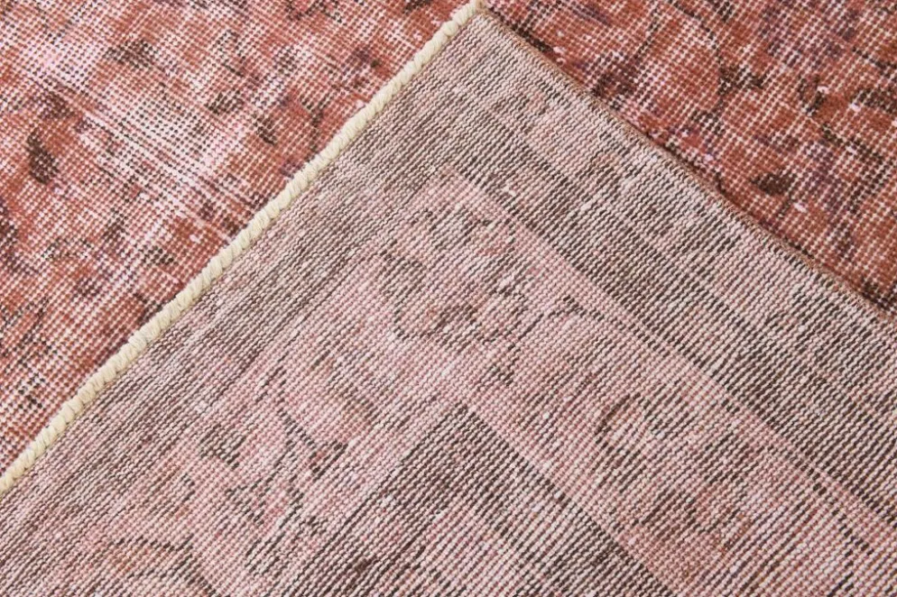 Tapis en laine fait main vintage turc rose poussiéreux oversize, 198x297 cm