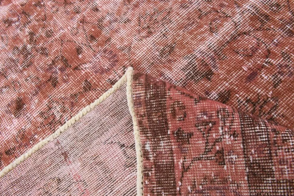Tapis en laine fait main vintage turc rose poussiéreux oversize, 198x297 cm