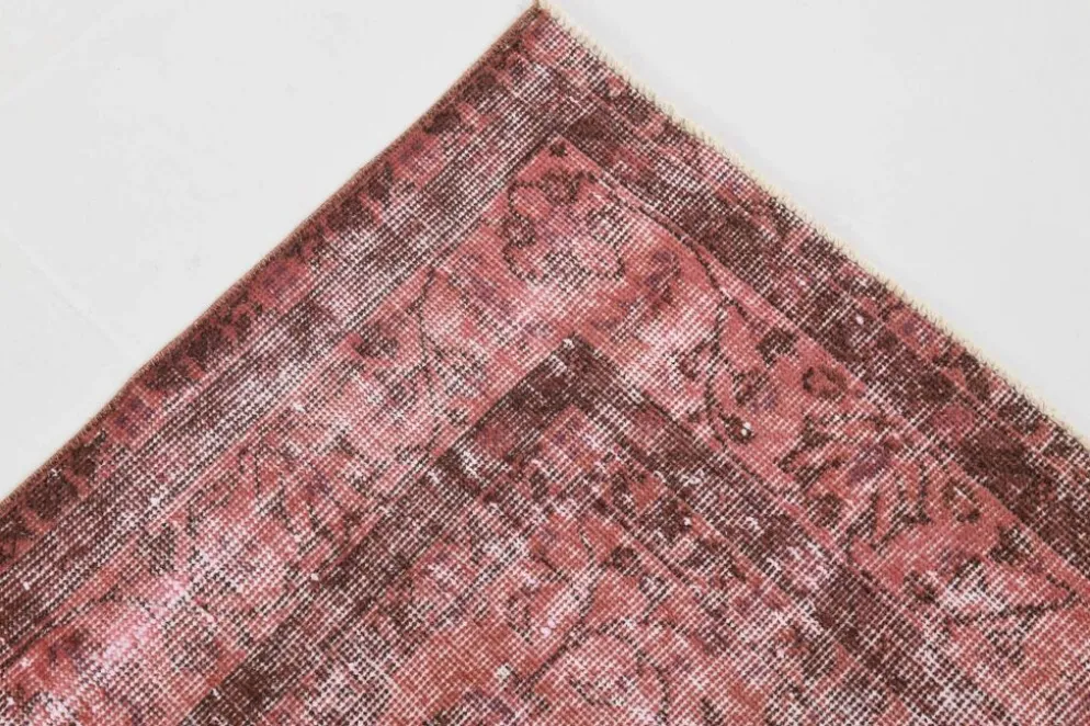 Tapis en laine fait main vintage turc rose poussiéreux oversize, 198x297 cm