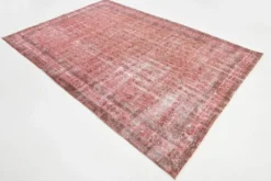 Tapis en laine fait main vintage turc rose poussiéreux oversize, 198x297 cm