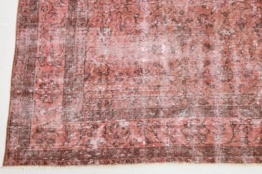 Tapis en laine fait main vintage turc rose poussiéreux oversize, 198x297 cm