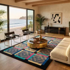 Tapis en laine géométrique 